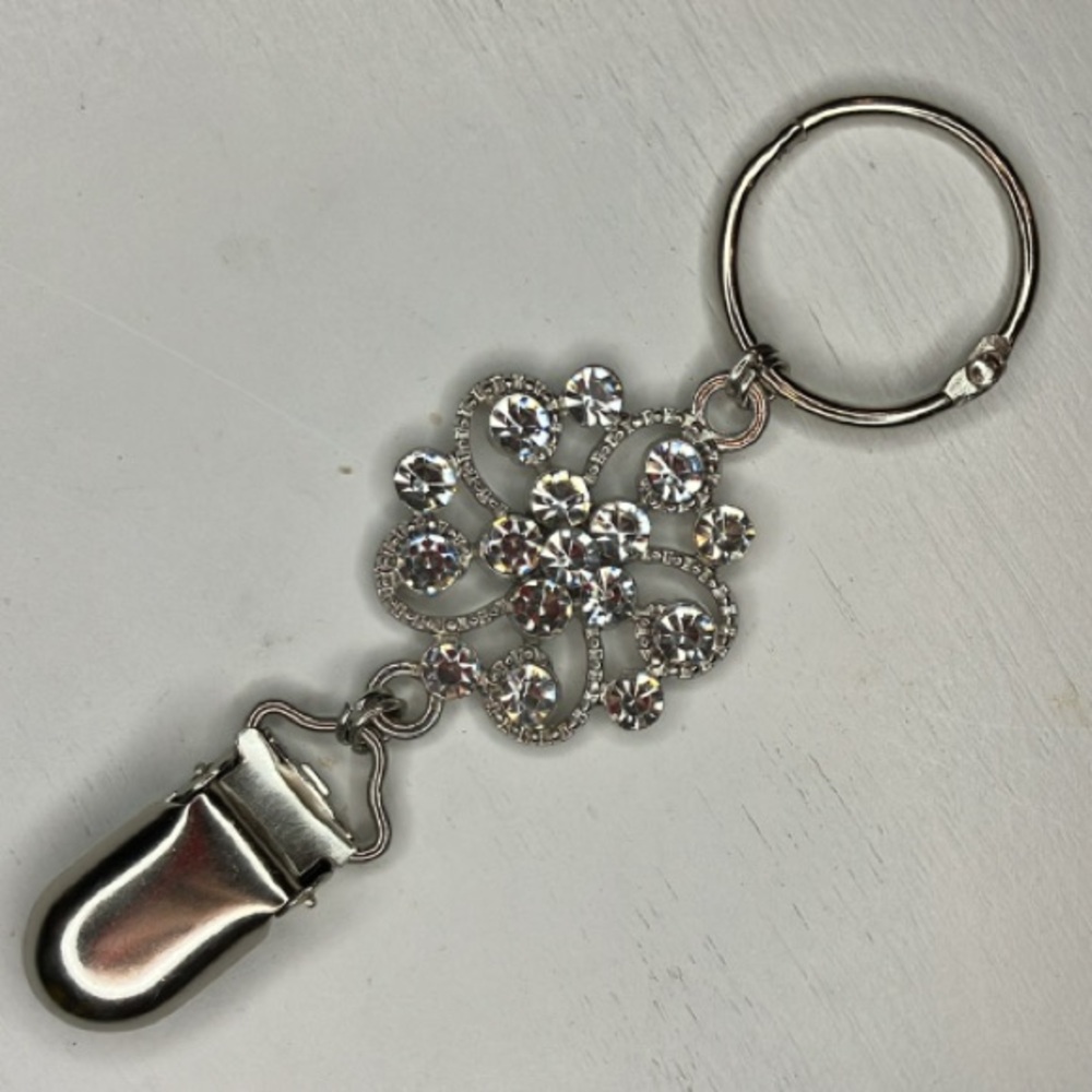 Flower & Rhinestone Metal Hat Clip - Picture 3 of 4